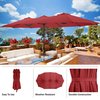 Pure Garden 15 ft Double Sun Patio Umbrella, Red, 12 Steel Ribs, 1.9 in Dia Steel Pole, Easy Crank Lift 50-LG1282